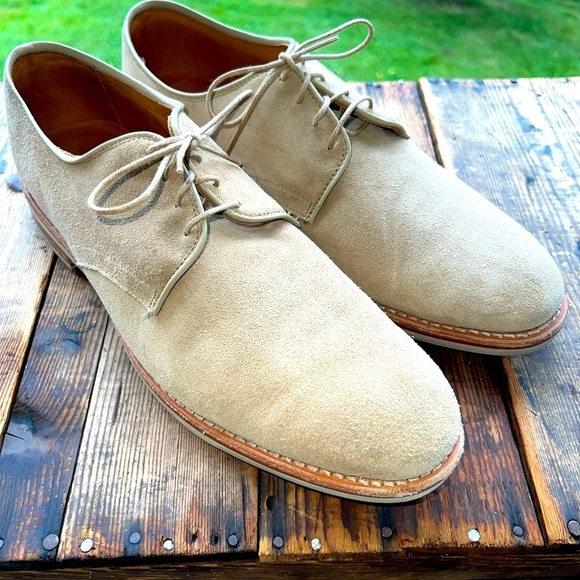 Allen Edmonds USA Vintage Nomad Suede Plain Toe Derby Beige Sz 11B - Picture 1 of 10